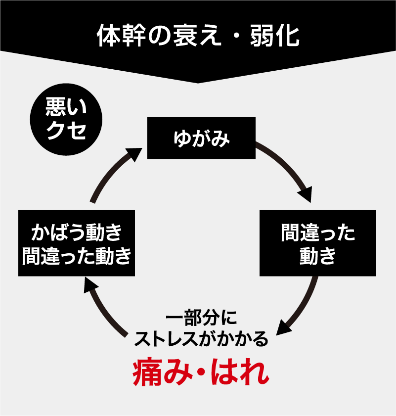 体幹の衰え・弱化の流れ図